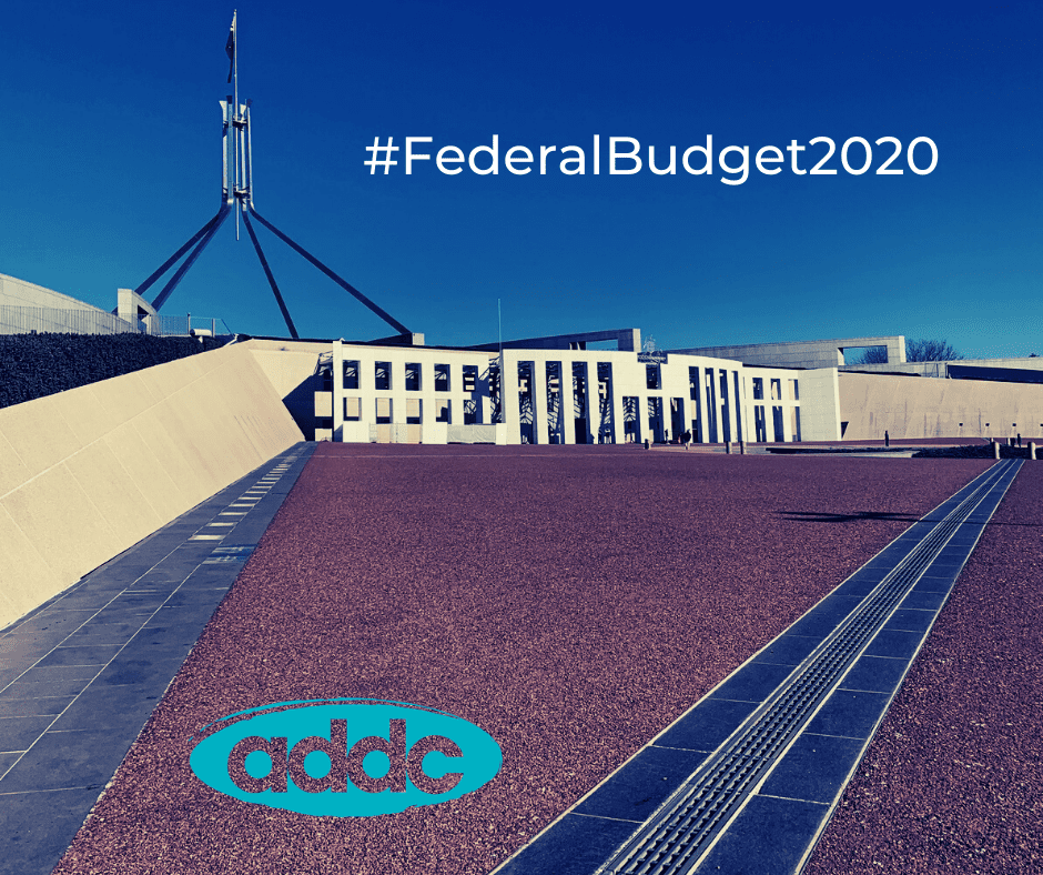 image of Australia's Parliament House with the hashtag Federal Budget 2020
